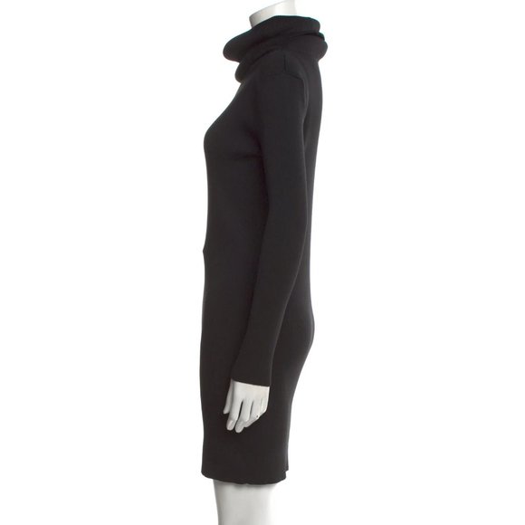 New Celine oversized funnel neck turtleneck ribbed fitted sweater mini dress - Picture 2 of 16